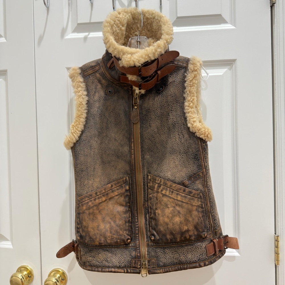Polo Ralph Lauren Vest Jacket Leather Shearling
Military Pilot B3 Brown RARE